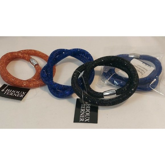 Bijoux Tener Crystal Mesh Basic Double Wrap Bracelet 16.5" long Choose Color - Picture 2 of 12